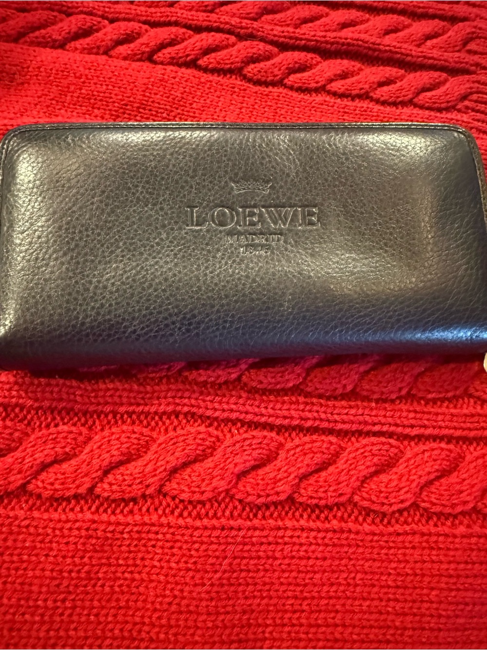 Loewe Black Pebbled Leather Zip Around Wallet